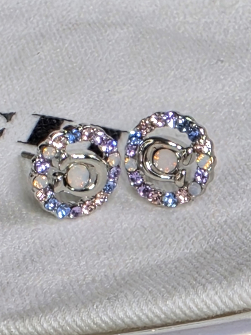 Coach Signature Multicolor Crystal Stud Earrings- NWT - Picture 3 of 4